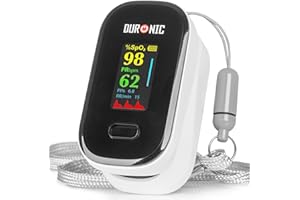 Duronic Finger Pulse Oximeter OX02 Blood Oxygen Saturation & Pulse Rate Monitor SpO2 Fingertip Monitor for Home Use Portable Latex Free Oximeters with Digital Display & Lanyard