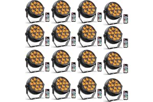 Starlitflow 16PCS Mini Par LED Sans Fil RGB 12 LED, 2200mAh Projecteur Par Batterie Rechargeable avec Télécommande, 4-6h Autonomie Lumière de Scène pour Bars DJ Discos Mariages Halloween Noël