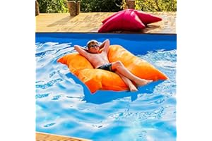 LIVEDECO - Pouf Géant XXL Déhoussable, Flottant pour Piscine, Orange Pool BiG52