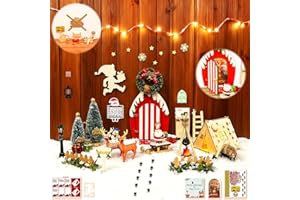 Wichteltür Set 71 Stück Wichtel Zubehör, BOLWEO Weihnachten Deko Weihnachtswichtel Tür Set mit Licht, Wichtel Baustelle,Wichteltür Komplettset mit 3D Zelt für Advent, Weihnachten Kinder Geschenke