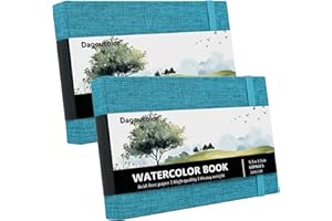 DagouColor Acquerello Sketchbook Libro, 5.5"x3.5", 2 Pack, 30 Fogli, 300GSM Carta Colore Acquatico Pressata Freddo, Copertina Tessuto Libro per Artisti Principianti Adulti Bambini, Pittura, Disegno