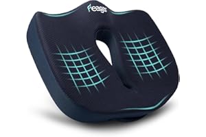 Feagar Ortopedyczna poduszka do siedzenia na krzesło biurowe – ergonomiczna poduszka do siedzenia z pianką z pamięcią kształtu, grubość XXL, 90-150 kg, niebieska, łagodzi ból podczas długiego