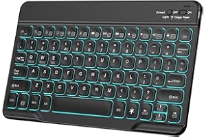 Tisoutec Bluetooth Keyboard, Ultra Light & Slim Portable Wireless Tablet Keyboards Compatible with Windows/Android/iOS, Backlit Keyboard for iPad, iPad Pro, iPad Air, Samsung, Mac, Macbook, Black…