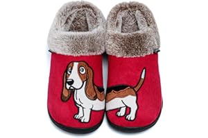 GURGER Pantofole Invernali Uomo Donna con Ricamo Cane, Calde Pelose Antiscivolo Ciabatte da Casa