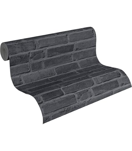 Rasch Behang 537758 - Zwart vliesbehang met fijne lijnstructuur, collectie Curiosity - 10,05 m x 0,53 m