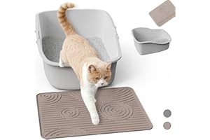 Wingcases Cat Litter Mat, 40x30cm Silicone Litter Trapping Mat, Non-Slip, Easy to Clean, Waterproof Urine Resistant Material, Soft on Kitty Paws (Beige)