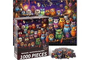 Vicloon Puzzle 1000 sztuk sztuki dla dorosłych i nastolatków, motyw sowy, trudna układanka dla całej rodziny, 70 x 50 cm, trudna układanka, prezent dla dorosłych i dzieci od 7 lat i więcej