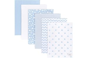 Comfy Cubs Baby Burp Cloths 6-Pack Large - 100% Cotton Burping Cloths, Double-Layered Absorbent Fabric for Infants - Extra Soft for Boys and Girls, Newborn Baby Gifts - Blue Pattern