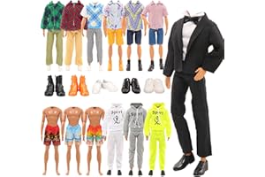 Miunana 10 PCS Accessori Per 12 Pollici Bambola Maschio: 5 PCS Abiti Vestiti Pantaloni + 5 PCS Scarpe