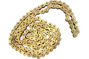 Motorrad Kette, Antriebskette, Motorradkette - Heavy Duty - 124 Glieder, Kettentyp 420, in Gold und Schwarz von IGM