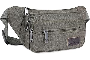 UBORSE Bumbag Waist Fanny Pack Casual Waist Bag Canvas Men Women Waist Belt Outdoor Hiking, Running, Travel