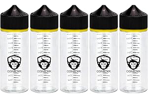 Copackr Chubby Gorilla V3 Tropfflaschen, Plastikflaschen mit Maß für Öl, Tinte und/oder Chemikalien - Perfekt für Reisen - Flüssigkeitsflaschen - mit kindersicherer Kappe - 5er-Set (120ml)