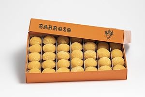 Caja Yemas de Huevo Confitado Artesanas 750 gramos. Dulce Típico en Ávila. Mazapanes Barroso. Perfecto para Regalo en Cualquier Momento y Ocasión. Caja de 35 Unidades.