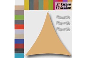 UFAMILUK sun shade sails 3x3x3m waterproof triangle weather resistant breathable triangle sun shade sail for garden shade pergola activities lawn canopy Sandyyellow