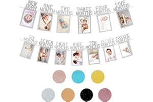 APRADAS Baby Photo Bunting Birthday Photo Banner With Newborn To 12 Months,Baby Milestone Photo Bunting Photo Banner For Recording Baby'S Growth In 12 Months