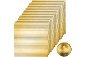 SOUJOY 36000 Pieces Mirror Mosaic Tiles, 5 x 5 mm Self Adhesive Mirror Stickers, Gold Glass Mini Square Disco Ball Mirrors for DIY Home Decorations