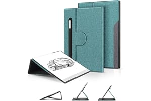 OLAIKE Etui Book Folio na tablet papierowy Remarkable 2 10,3" 2020 r., inteligentna obudowa z tkaniny Premuin z obrotową podstawą 360 stopni i kieszenią na rysik, tylko dla Remarkable 2, szaro-zielona