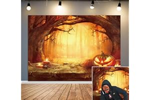 BINQOO 2,1 x 1,5 m Halloween-Party-Fotografie-Hintergründe, orangefarbenes Mondlicht, Kürbis-Hintergründe, für Kinder
