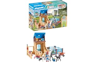 PLAYMOBIL Horses of Waterfall 71353 Amelia i Whisper z boksem stajennym, przygody na malowniczym Ranczu Waterfall. Zabawne i pomysłowe odgrywanie ról, zabawki dla dzieci w wieku od 5 lat