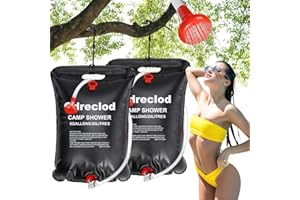Qdreclod 20L Doccia Solare da Campeggio, 2 Pezzi Borsa da Doccia Portatile da Campeggio con Soffione, Tubo Flessibile, Temperatura Acqua Calda 45°C, Doccia Solare per Campeggio Escursionismo