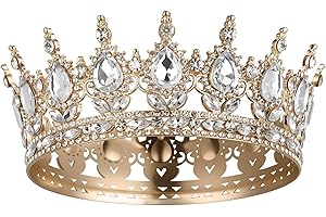 AOOSA Corona Reina, Tiara Redonda, Redonda Completa Chica de Cristal Tiaras Diamantes de Imitación Brillantes, Tiaras Novia Hermoso para Bodas, Fotografía, Fiestas de Cumpleaños, Fiestas de disfraces