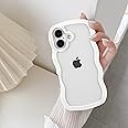 QLTYPRI Compatible with iPhone 16 Case, Cute Curly Wave Frame Clear Case for Girls Women, Transparent Soft Silicone TPU Bumper Shockproof Protective Cover for iPhone 16 - White
