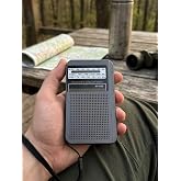 Dexxony Şarjlı Cep Radyosu 3 Bant FM AM SW DSP &Ccedil;ipli Pilsiz Şarj Edilebilir El Radyosu (GRİ)