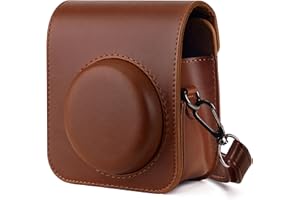 Yosuny tragbare Tragetasche, kompatibel mit Fujifilm Instax Mini 12 Kameras, MINI12 Sofortbildkamera-Tasche aus Leder mit rückseitiger Tasche zur Aufbewahrung von Fotos (Braun)