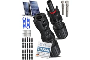 Solarstecker Set 10 Paar MC4 + 2 Werkzeuge – IP67 wasserdichte Steckverbinder für 4mm² & 6mm² Solarkabel – Photovoltaik Stecker kompatibel mit Solarpanel – inkl. 0% MwSt. §12 Abs.3 USt