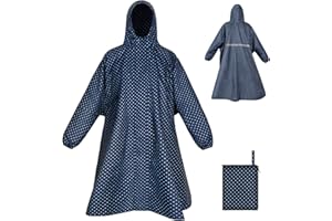 LUROON Leichter Wasserdichter Regenponcho Regenjacke Damen Herren mit Kapuze Faltbare Regencape Fahrrad mit Taschen Reflexstreifen, Wiederverwendbar Regenmantel für Wandern Angeln Radfahren Reisen