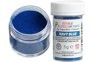 SUGARFLAIR COLOURS Sugarflair Blossom Tint Dust Navy Blue, Blu - Colorante Alimentare, Polveri Coloranti Commestibili per Torte, Pasta di Zucchero, Glassa, Cioccolato, Crema al Burro, Macarons - 5g