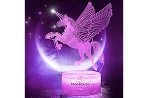 Nice Dream Lampe Licorne, Veilleuse Licorne Enfant Fille avec 16 Changements de Couleurs, Télécommande, Lampe Chevet Licorne, Lampe Enfant Veilleuse pour Cadeaux, Anniversaire, Festival