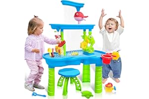 VINTOP Water Play Table for Toddlers, 44PCS Kids Sand Water Table, Beach Toys Activity Sensory Play Table Beach Sand Toys Summer Outdoor Toys for Toddlers 3-5