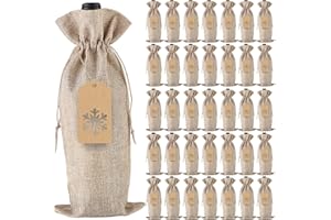 PIXHOTUL Sacchetti regalo in iuta con coulisse per bottiglie di vino, 12 pezzi, per Natale, matrimoni, viaggi, compleanni, feste.