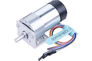 CQRobot Ocean: 10:1 Metal DC Geared-Down Motor 37Dx65L mm 24V, with 64 CPR Encoder and Mounting Bracket. 24V-14W-1000RPM-5.5 kg.cm (76 oz.in). D-shaped Output Shaft 6 mm Diameter and Long 16 mm.