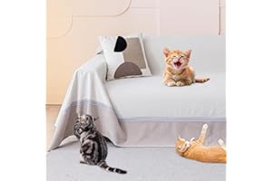 LOIION Protector de muebles contra arañazos de gatos, antideslizante, impermeable, para mantener a los gatos alejados, protectores de sofá aptos para mascotas para sofá de 3 cojines, funda beige