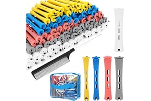 SPTHTHHPY SPTHHPY - Canne permanenti e 100 bigodini per capelli in 5 misure, con aste a onde fredde, per capelli lunghi e corti (5 colori) (Medio)