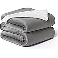 VAS COLLECTIONS - Polyester Micromink Summer AC Blanket Sherpa Super Soft Flannel Solid/Plain AC Dohar/Comforter, Silver & Grey, Size 220 x 230 Cms (Approx 7.6 x 7 ft) (Double), Reversible