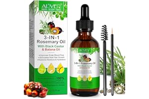 FSLHCY Olejek rozmarynowy z batanem i rycynem do włosów, 60 ml 3 w 1 Olejek do włosów stymuluje wzrost i zapobiega wypadaniu wzmacniającego oleju, odżywia suchą skórę głowy i rzęsy