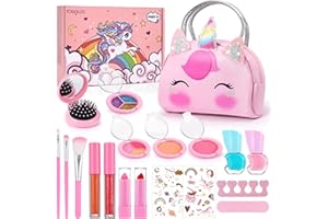 TOGOU2S Maquillaje para Niñas - Bonito Neceser Rosa Unicornio, Juguetes Lavables, Seguros y No Tóxicos - Maletín de Maquillaje - Regalo para Niñas 4-8+ Años, Cumpleaños,Regalo Navidad