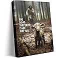 GUN SUPPLIES OUTLET LLC Christian Canvas Wall Art Jesus Saving Lamb Picture Jesus Running Art Christian Wall Decor for Wall Decor Bedroom Decorations 12x16 inch