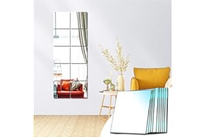 Sqinor Specchio Adesivo Quadrato Decorativi Specchi da Parete Lungo Grande per Armadio Palestra Ingresso Soggiorno Bagno (Macinatura Normale, 15x15cm, 10 Pezzi)