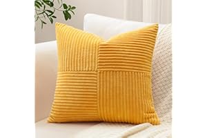 Sungeek 1 sztuka, sztruksowa poszewka na poduszkę, wzór w krzyże, w paski, na sofę, dekoracyjna, patchworkowa, do salonu, 45 x 45 cm, złotożółta