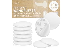 LIVAIA Butée de porte mural blanc : 10x bloc porte muraux autocollants de 4cm de diamètre - Door Stopper - Butoir pour portes et protection murale