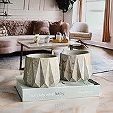 Handmade, Decorative Luxury Flower Pot, Medium Size Double Set, Decorative Marble Patterned Concrete Flower Pot 2 Pieces, Home and Office Flower Pot