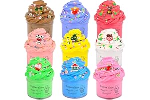 KAOERDCE 9 Pack Slime Kit, Fluffy Butter Slime for Party Favor Gift, Scented Valentine's Day Slime for Girls and Boys, Birthday, Classroom, Carnival Prizes, kids Basket Goodie Bag Stuffers, Soft Non-Sticky