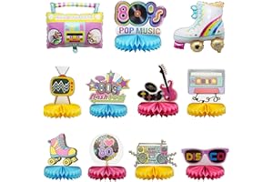 Honatrv 11 STK 80er Thema Geburtstag Party Dekorationen Waben Mittelstücke Geburtstagsdekoration 80er Partyzubehör für 80er Jahre Theme Party Zubehör