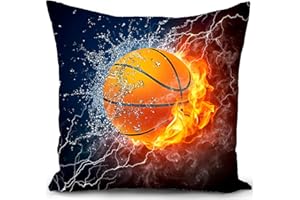 HUASHUZI Kissenbezug 40x40 Kissen Basketball Geschenke für jung Zimmer deko Geburtstag Kinder jugendzimmer Basketball Accessoires Sachen sofakissen dekokissen kissenbezüge