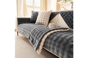 tianxinbaobei Velvet Couch Covers for Sofa, Plush Sectional Sofa Covers Washable for 2 Cushion Couch,Non-slip Loveseat Slipcover Sofa Covers for Pet Dog Furniture Protector(1PC,Dark Grey,35"x63")