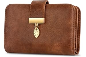 Faneam Portfele skórzane damskie, duża pojemność, portfel z blokadą RFID, portfele skórzane eleganckie, portmonetki, portfel z kieszenią na monety i zamkiem, 18 miejsc na karty, Retro